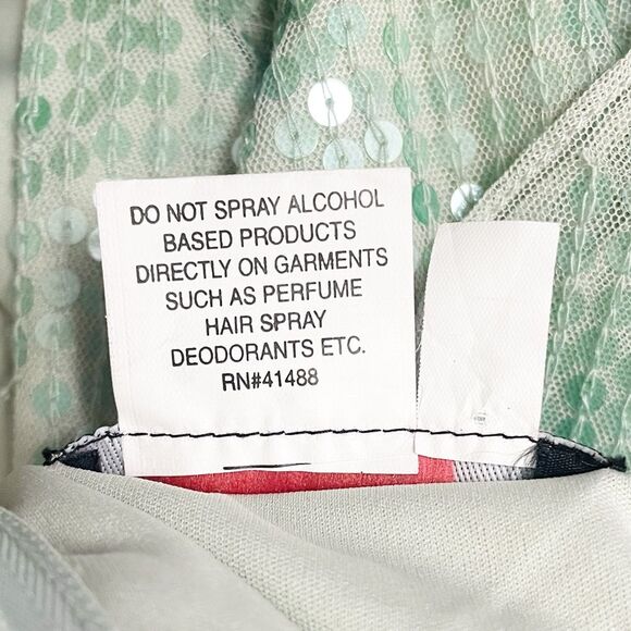 Mac Duggal Sage Sequin One Shoulder Ruffle Mini Dress Size 6 Party Cocktail - Picture 15 of 16